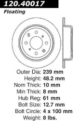 StopTech zadní sportovní brzdové kotouče 239mm - Honda Civic 6G EK4 VTi (96 - 00)