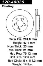 StopTech přední drážkované sportovní brzdové kotouče 282mm - Honda Prelude 5G (97 - 01)