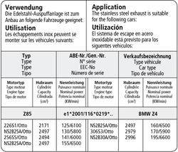 Bastuck výfukový systém - BMW Z4 E85 (06 - 08)