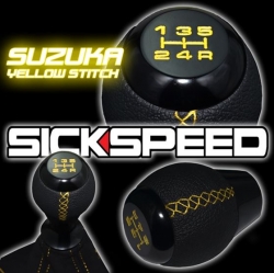 Sickspeed kožená hlavice řadící páky Suzuka 5 rychl. - žlutá