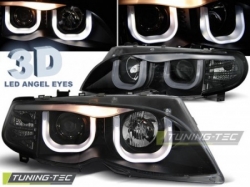 Tuning-Tec přední světla 3D Angel Eyes Black - BMW 3 E46 Sedan / Kombi (01 - 05)