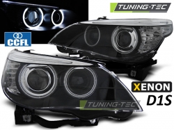 Tuning-Tec přední čirá světla CCFL D1S Dual Black - BMW 5 E60 / E61 (05 - 07)