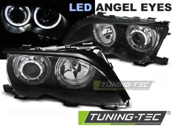 Tuning-Tec přední čirá světla LED Angel Eyes Black - BMW 3 E46 Sedan / Kombi (01 - 05)