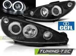 Tuning-Tec přední čirá světla CCFL Angel Eyes Black - Peugeot 206