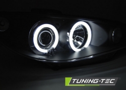 Tuning-Tec přední čirá světla CCFL Angel Eyes Black - Peugeot 206