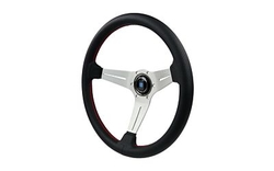 Nardi kožený závodní volant Deep Corn Silver Black Red - 330mm