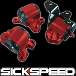 Sickspeed červená sada uložení motoru (3 šrouby) - Honda Civic 6G EK EJ (96 - 00)
