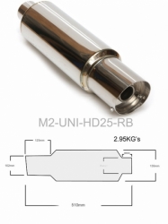 M2 zadní tlumič výfuku 300 - vstup 2.5", koncovka 100mm