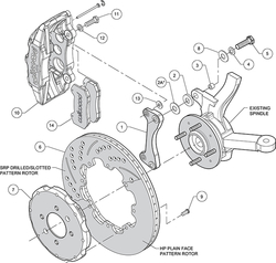 Willwood DynaPro 6-pístkové přední brzdové třmeny, brzdové destičky a plovoucí kotouče - Honda Civic / Integra (262mm kotouče)