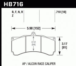 Hawk Performance brzdové destičky - HB716 (AP Racing třmeny)