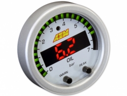 AEM stříbrný rámeček s bílým podkladem pro digitální budík tlaku oleje / paliva - 52mm X-Series