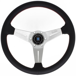 Nardi kožený závodní volant Deep Corn Silver Black Red - 330mm