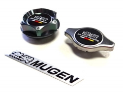 VMS Racing hliníkové víčko na olej Gunmetal a víčko chladiče Mugen - Honda Civic / Del Sol / Integra / Prelude / S2000 / Accord