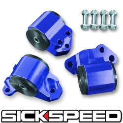 Sickspeed modrá sada uložení motoru (3 šrouby) - Honda Civic 5G EG / Del Sol (92 - 96)