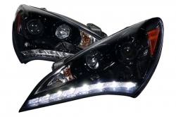 Spec-D Tuning přední čirá světla LED R8 - Hyundai Genesis Coupe (10 - 12), barva černá lesklá