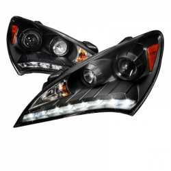 Spec-D Tuning přední čirá světla LED R8 - Hyundai Genesis Coupe (10 - 12), barva černá matná